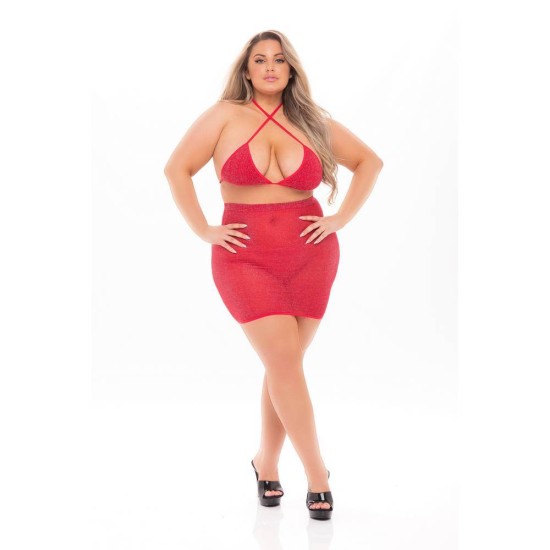 Σέξι Φούστα Με Σουτιέν - Black Cherry 2pc Skirt Set Red Ερωτικά Εσώρουχα 