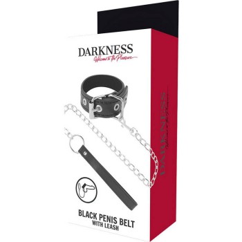 Δαχτυλίδι Πέους Με Λουρί - Darkness Black Penis Belt With Leash