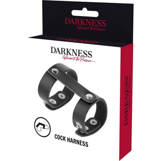 Darkness Double Leather Cock Harness Black Sex Toys