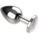 Metal Anal Plug With Gem Medium White Sex Toys