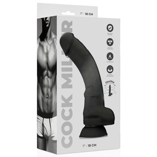 Ευλύγιστο Πέος Σιλικόνης - Cock Miller Silicone Dual Density Black 18cm Sex Toys 