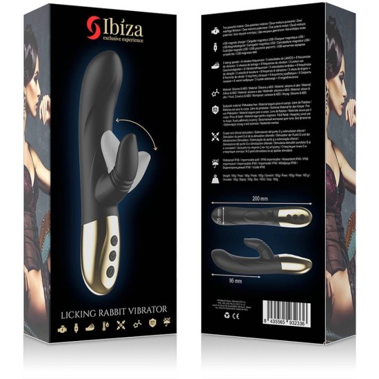 Rabbit Δονητής Με Κίνηση Γλώσσας - Ibiza Licking Rabbit Vibrator Black Sex Toys 
