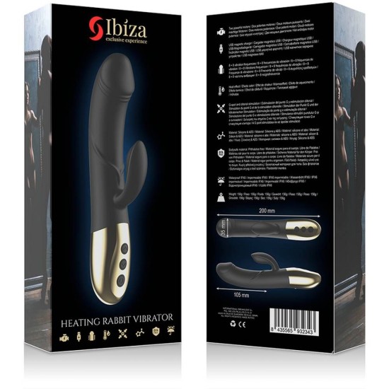 Rabbit Δονητής Με Θέρμανση - Ibiza Heating Rabbit Vibrator Black Sex Toys 