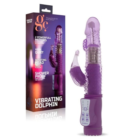 Περιστρεφόμενος Rabbit Δονητής - GC Vibrating Dolphin Vibrator Purple Sex Toys 