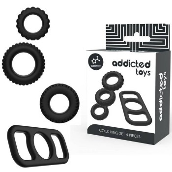 Σετ Δαχτυλίδια Πέους - Silicone Cock Ring Set 4pcs Black