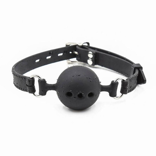 Φίμωτρο Σιλικόνης - Ohmama Fetish Breathable Silicone Ball Gag Black Fetish Toys 