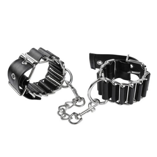 Χειροπέδες Με Δέρμα Και Μέταλλο - Ohmama Fetish Hinge Like Wrist Restraints Fetish Toys 