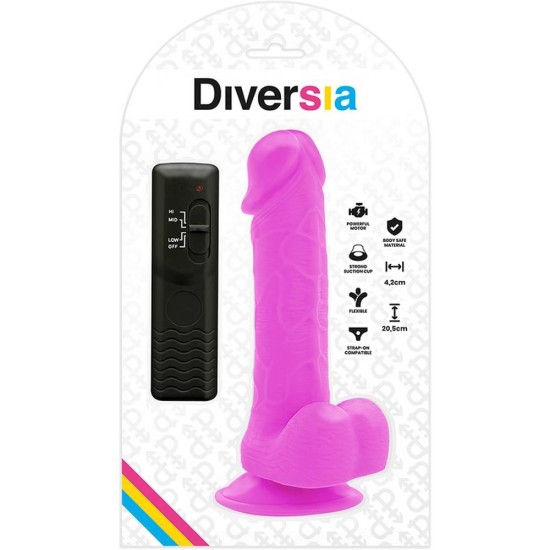 Ευλύγιστος Ρεαλιστικός Δονητής - Diversia Flexible Vibrating Dildo Purple 20cm Sex Toys 
