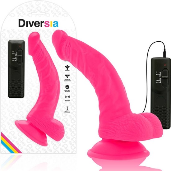 Ευλύγιστος Ρεαλιστικός Δονητής - Diversia Flexible Vibrating Dildo Pink 22cm Sex Toys 