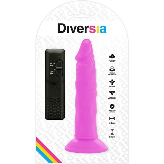 Ρεαλιστικός Δονητής Με Βεντούζα - Diversia Flexible Vibrating Dildo Purple 23cm Sex Toys 