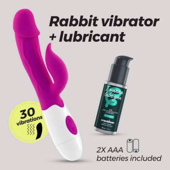 Mochi Rabbit Vibrator Purple With Lubricant