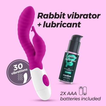 Rabbit Δονητής Με Λιπαντικό - Gummie Rabbit Vibrator Purple With Lubricant