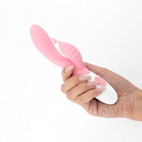 Rabbit Δονητής Με Λιπαντικό - Gummie Rabbit Vibrator Pink With Lubricant Sex Toys 