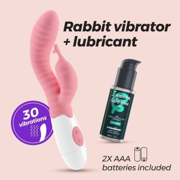 Rabbit Δονητής Με Λιπαντικό - Gummie Rabbit Vibrator Pink With Lubricant