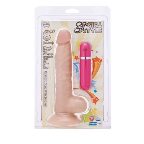 Ρεαλιστικός Δονητής Με Χειριστήριο - G Girl Style Vibrating Dong Beige 20cm Sex Toys 