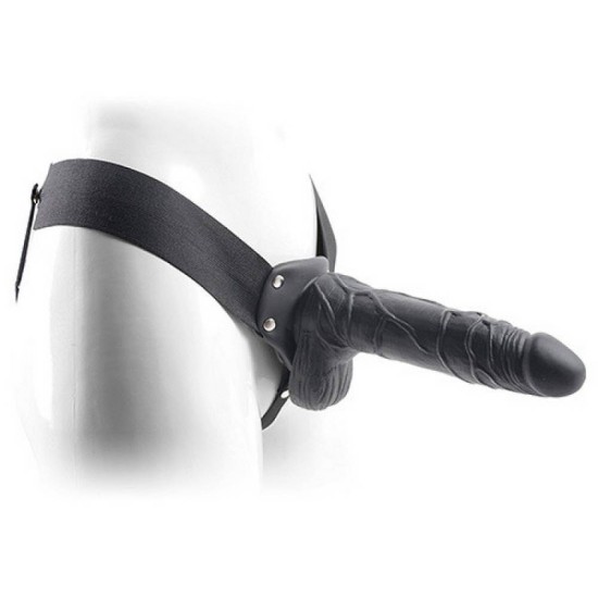 Κούφιο Πέος Με Ζώνη - Real Rapture Air Feeling Hollow Strap On Black 21cm Sex Toys 