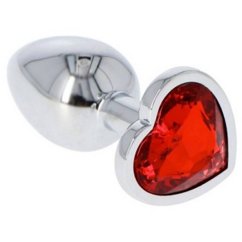 Metal Butt Plug Heart Small Red