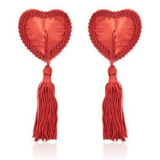Διακοσμητικά Θηλών Με Κρόσσια - Heart Nipple Tassels Red Sex Toys 