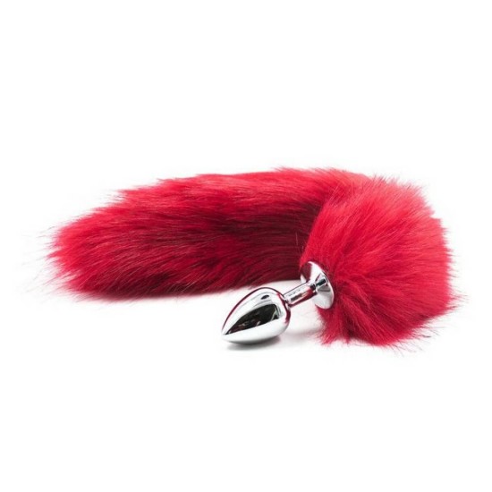 Μεταλλική Σφήνα Με Κόκκινη Ουρά - Fox Tail Red Butt Plug Sex Toys 