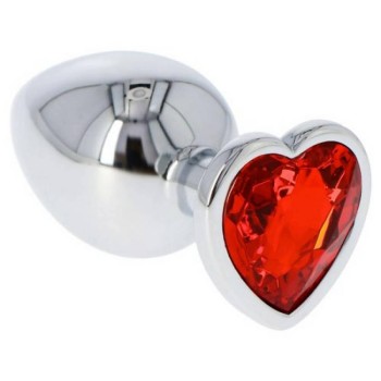 Metal Butt Plug Heart Large Red