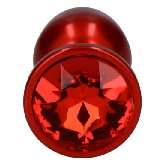 Κόκκινη Σφήνα Με Κόσμημα - Metal Butt Plug Deep Red With Jewel Sex Toys 