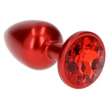 Κόκκινη Σφήνα Με Κόσμημα - Metal Butt Plug Deep Red With Jewel