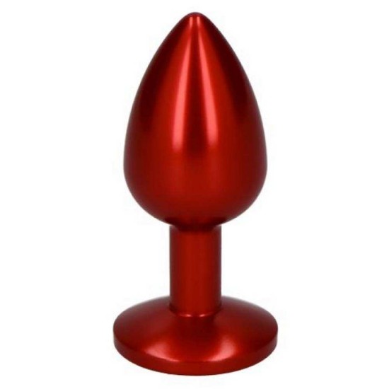 Metal Butt Plug Deep Red With Jewel Sex Toys
