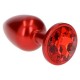 Metal Butt Plug Deep Red With Jewel Sex Toys