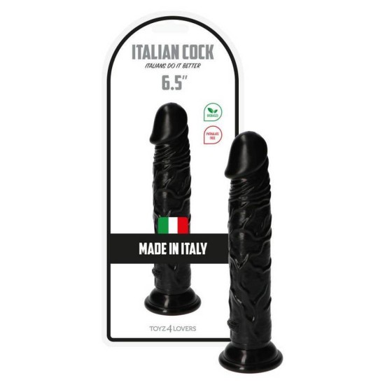 Toyz4lovers Italian Cock With Suction Cup Black 18cm Sex Toys