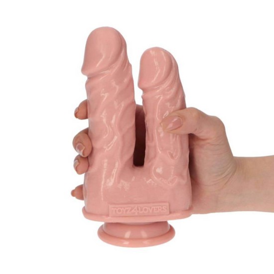 Διπλό Ρεαλιστικό Ομοίωμα Πέους - Caino And Abele Double Dildo Beige 18cm Sex Toys 
