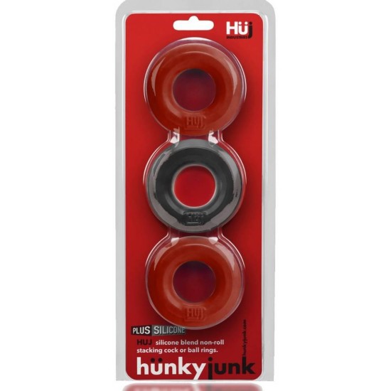Σετ Δαχτυλίδια Πέους - Hunkyjunk Cockring 3 Pack Cherry & Tar Ice Sex Toys 