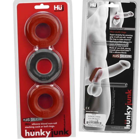 Σετ Δαχτυλίδια Πέους - Hunkyjunk Cockring 3 Pack Cherry & Tar Ice Sex Toys 