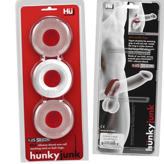 Σετ Δαχτυλίδια Πέους - Hunkyjunk Cockring 3 Pack White Ice & Clear Sex Toys 