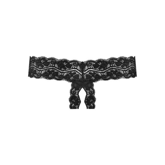 Δαντελωτό Εσώρουχο Με Άνοιγμα - Underneath Kyra Crotchless Thong Black Ερωτικά Εσώρουχα 