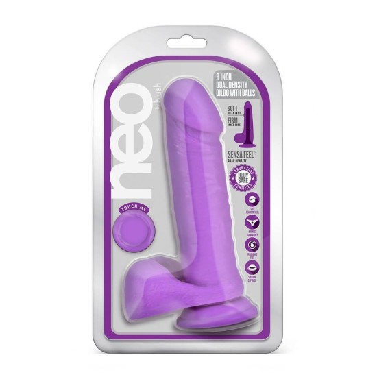 Μαλακό Και Εύκαμπτο Πέος - Dual Density Dildo With Balls Purple 20cm Sex Toys 