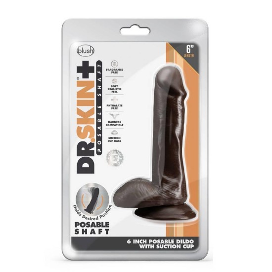 Μαλακό Ευλύγιστο Πέος - Dr Skin Plus Posable Dildo Chocolate 16cm Sex Toys 