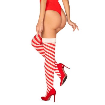 Σέξι Χριστουγεννιάτικες Κάλτσες - Obsessive Kissmas Stockings Red/White