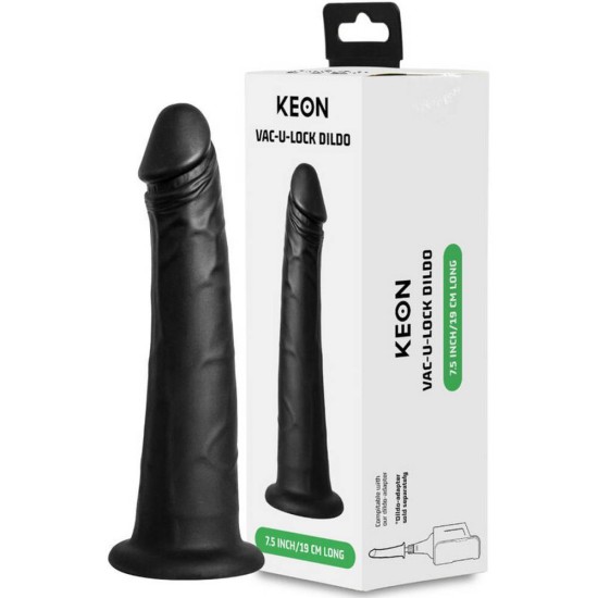 Ομοίωμα Πέους Για Μηχάνημα Σεξ – Keon Vacuum Lock Dildo Black 19cm Sex Toys 