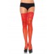 Κόκκινες Κάλτσες Με Δαντέλα - Spandex Sheer Thigh Highs With Lace 9750 Red Ερωτικά Εσώρουχα 