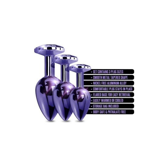 Μεταλλικές Σφήνες Με Κόσμημα - Nixie Metal Butt Plug With Jewel Trainer Set Purple Sex Toys 