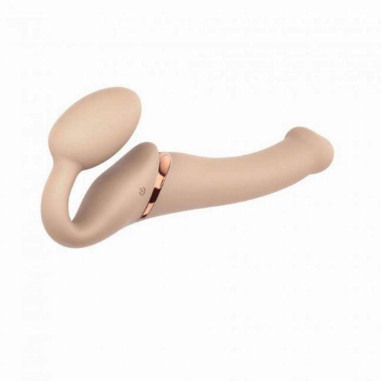 Strapless Vibrating Strap On Dildo Large Beige Sex Toys