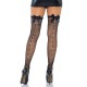 Fishnet Thigh Highs With Bow And Rhinestone Backseam Erotic Lingerie 