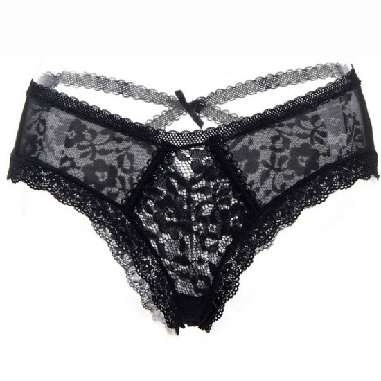 Σέξι Δαντελωτό Εσώρουχο - Queen Lingerie Floral Lace Panties Black Ερωτικά Εσώρουχα 