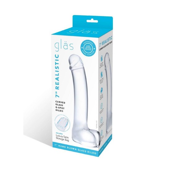 Γυάλινο Ομοίωμα Πέους - Glas Realistic Curved Glass G Spot Dildo 18cm Sex Toys 