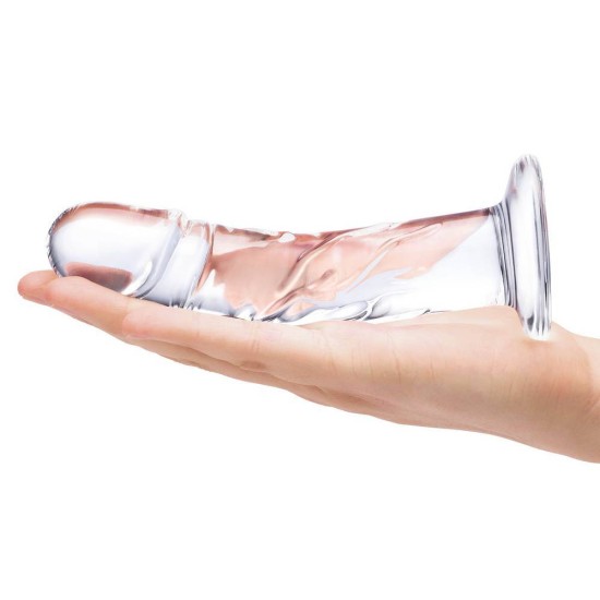 Glas Realistic Curved Glass Dildo With Veins 18cm Sex Toys
