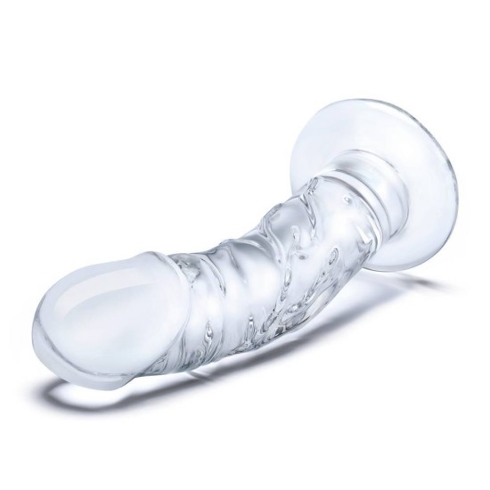 Γυάλινο Ομοίωμα Πέους - Glas Realistic Curved Glass Dildo With Veins 18cm Sex Toys 