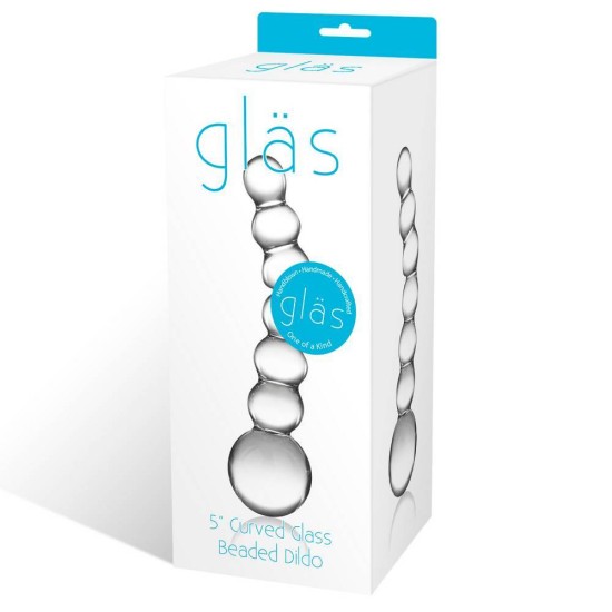 Γυάλινο Κυρτό Ομοίωμα - Glas Curved Glass Beaded Dildo 13cm Sex Toys 