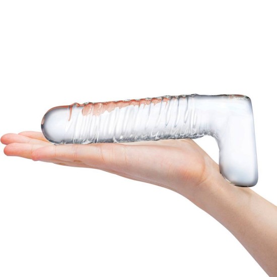 Γυάλινο Ομοίωμα Πέους - Glas Realistic Ribbed Glass G Spot Dildo 20cm Sex Toys 