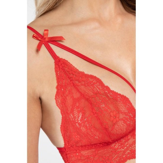 Σέξι Δαντελωτά Εσώρουχα - Besired Marinka Lace Lingerie Set Red Ερωτικά Εσώρουχα 