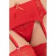 Δαντελωτό Σουτιέν Με Ζαρτιέρες Και Στρινγκ - Marzia 3pc Lace Lingerie Set Red Ερωτικά Εσώρουχα 